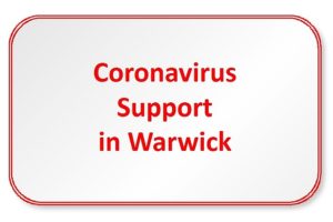 Banner about Coronavirus support services in Warwick