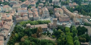Aerial view of the centre of Formigine